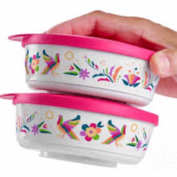 Floral Storage Container Set with Pink Lids - Picture 6 of 6